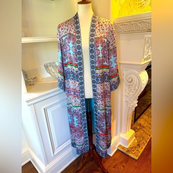 Alice + Olivia Multi pattern / color Floral Print Long Kimono Size Medium/large - Picture 3 of 9